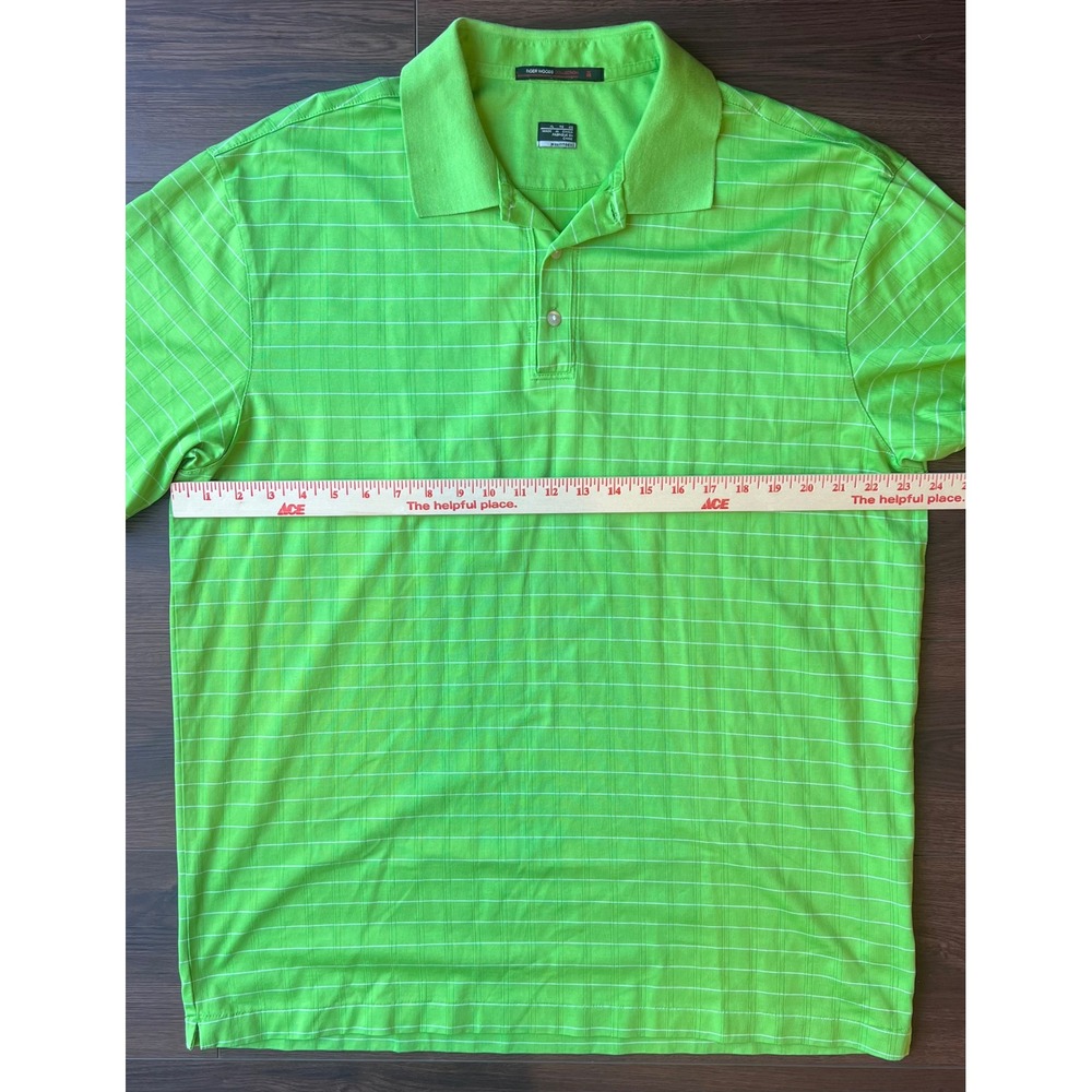 Nike Tiger Woods Collection Golf Polo Shirt Mens XL Lime Green Striped Fit Dry - Picture 8 of 8